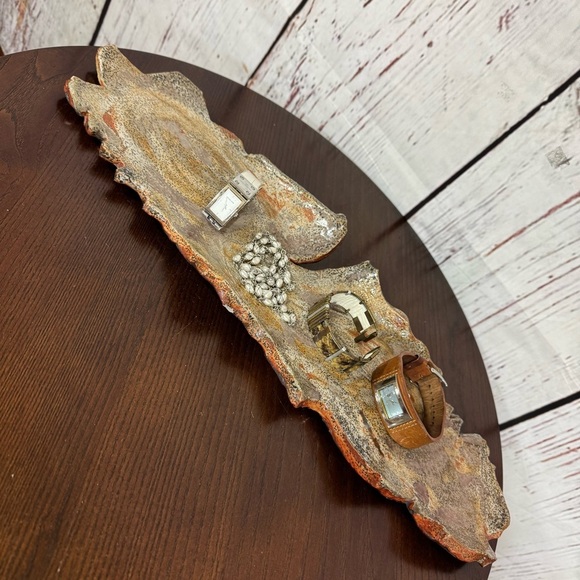 Abstract Art Brown Clay Decorative Serving Trinket Tray Plate local artisan made - Picture 8 of 12